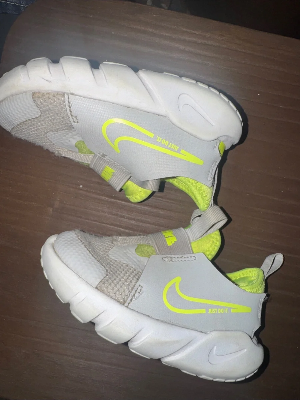 Nike Kids White and Neon Green Slip-On Sneakers